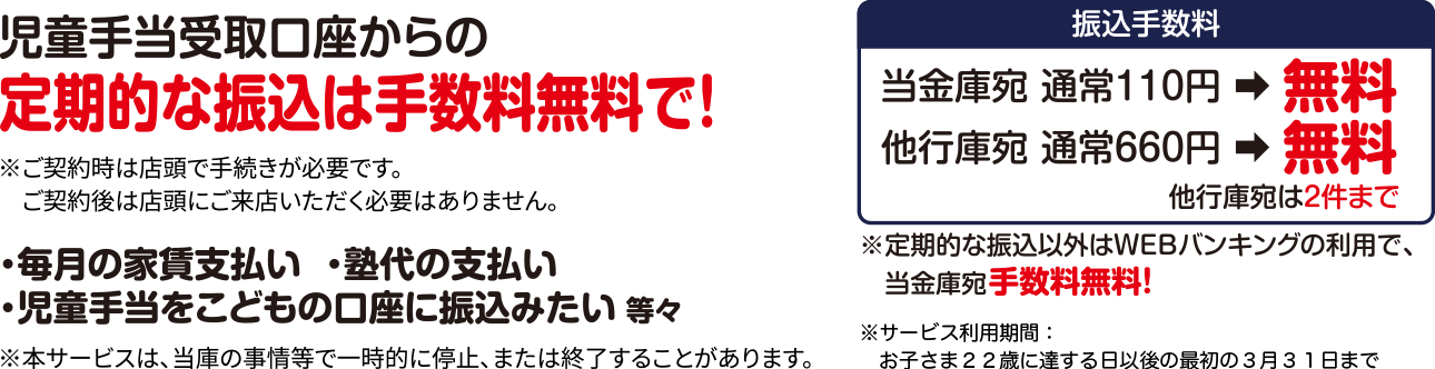 決まった金額の振込をお手伝い！ 定額振込サポートサービス